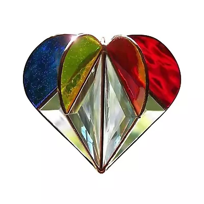 Buy Multi-Sided Heart Pendant, 3D Heart Stained Glass Suncatcher Ornaments, Pendant • 8.47£