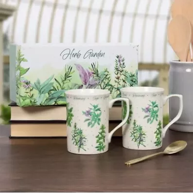 Buy The Leornardo Collection Fine China Herb Garden Boxed Mug Set Coffee Tea Green • 15£