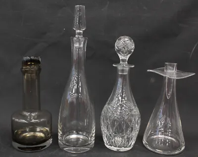 Buy 4x Vtg Mix Shape/ Design CUT CRYSTAL & GLASS Pitcher Decanters W/ Stoppers - A27 • 9.99£