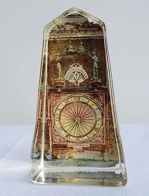 Buy Vintage Souvenir Paperweight 1920s Glass Photograph Wells Cathedral Clock 20s • 10£