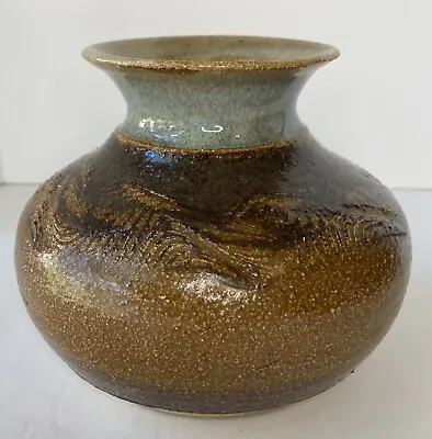 Buy Vtg 1970s Studio Art Pottery Vase Signed John Stovall Brown Blue Glazed • 33.56£
