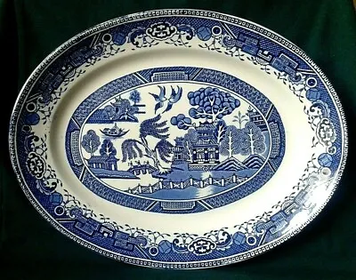 Buy Washington Pottery Old Willow Platter Ironstone Serving Platter In Blue & White • 59.95£