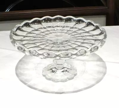 Buy Vintage Cut Glass Flower Shape Cake Stand With Scalloped Raised Edge 26 Cm Diam • 14.99£