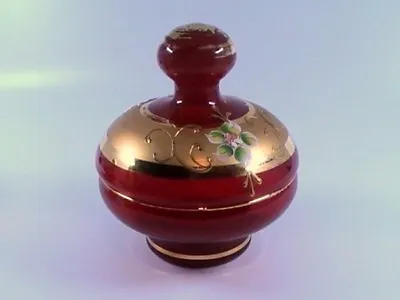 Buy Venetian Murano Italian Ruby Red/Gold Glass Trinket Bowl Hand Painted Enameled F • 36.28£