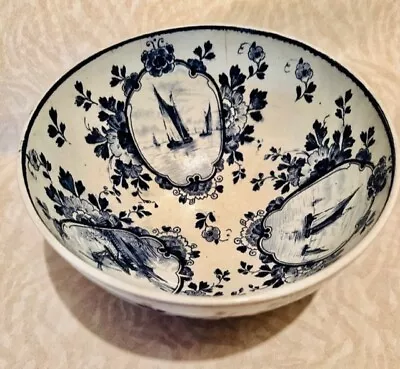 Buy Antique Blue & White Delft Ceramic Bowl Dish Boats Windmill Collectors Floral • 16£