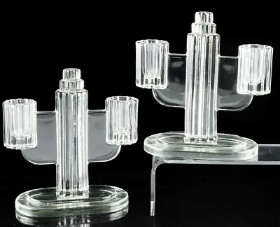 Buy Fabulous Pair Art Deco Heisey Clear Depression Glass Candelabra Candlesticks N/r • 71.67£