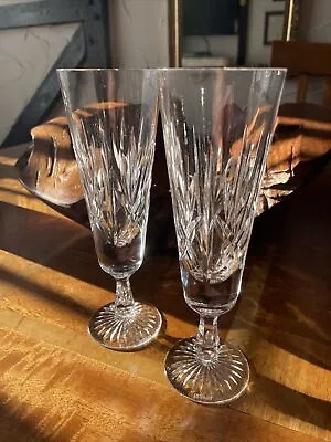 Buy Two Stuart Cut Crystal Champagne / Prosecco Flutes. Ex Condition. Signed. • 25£