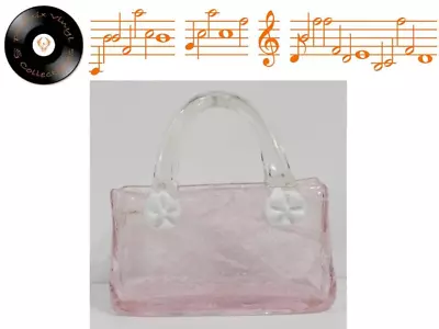 Buy Vintage Murano Pink White Clear Art Glass Small Bubbles Bag Handbag / Vase - EX • 35.99£