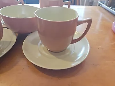 Buy Branksome China Pottery Two Tone 4 Cups And 4 Saucers Peach Pastel • 18£
