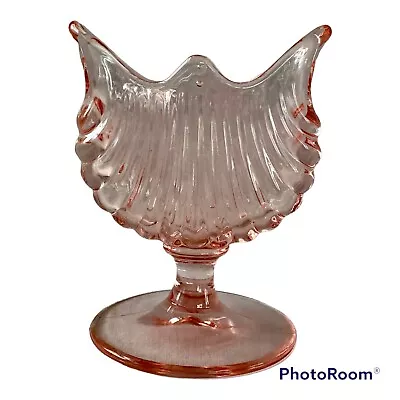 Buy Vintage Rose Pink Depression Glass Pedestal Tulip Fan Bud Vase MCM • 20.84£