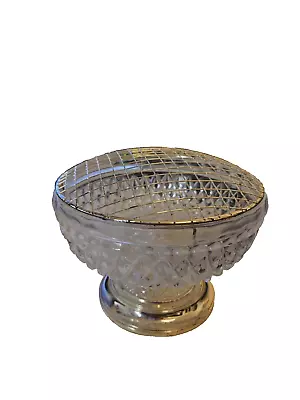 Buy GRENADIER Vintage Cut Glass Footed Rose Bowl Silver Plated Flower Bud Vase • 12.99£