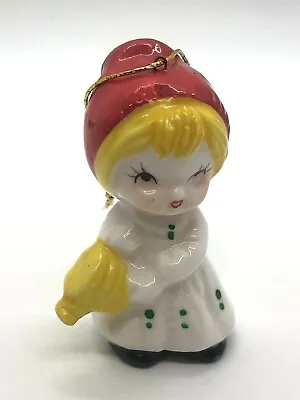 Buy Bone China Christmas Ornament Girl With Red Hat Figurine Taiwan Vintage • 10.78£
