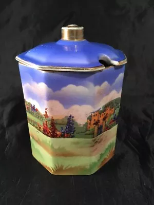 Buy Newhall Pottery Hanley Staffs Lidded Pot Container Country Scene Courting Couple • 27£