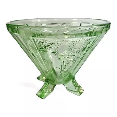 Buy Art Deco Green Glass Pedestal Bowl Sowerby Mercury The Messenger Of Gods No 2566 • 22.95£
