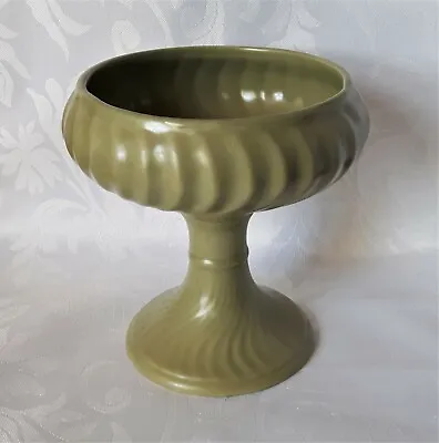 Buy Dartmouth Pottery Vase Earthenware Pedestal Vase In Matte Green Swirl Design • 31.95£