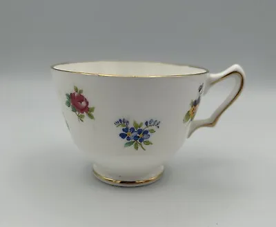 Buy Crown Staffordshire Fine Bone China White Tea Cup W/ Handle Floral Pattern VTG • 14.14£