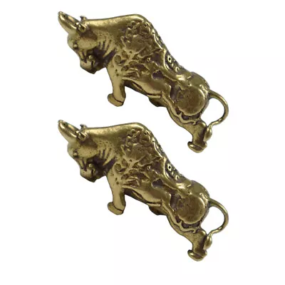 Buy  2 Pcs Ornaments Copper Fengshui Wealth Brass Bull Figurines • 7.99£
