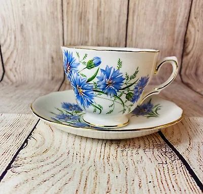 Buy STRIKING Cornflower Blue Tea Cup Saucer Royal Vale Bone China Ridgeway Potteries • 28.94£