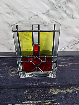 Buy Modern  Rectangle Leaded Coloured  Glass Candle Votive Holder • 4.99£
