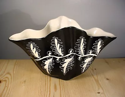 Buy Beswick 808 1960s Black & White Large Leaf Pottery Vase • 19.99£