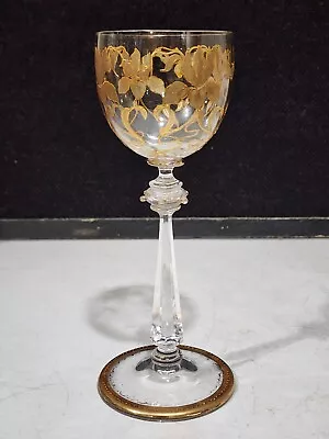 Buy Antique Bohemian Moser Art Nouveau Wine Glass W/ Gilded Iris • 189.82£