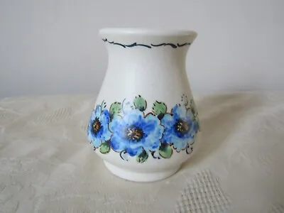 Buy Axe Vale Pottery Blue Floral Flowers Vase 9cm Tall • 9.99£