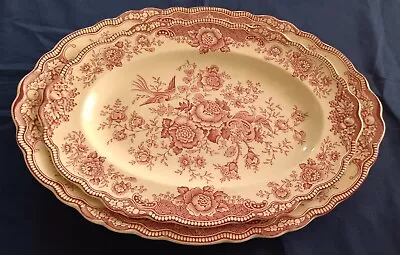 Buy Vintage - Crown Ducal Bristol - Pink - 2 Serving Platters - Must See! • 19.99£