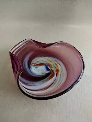 Buy Vintage Murano Amethyst Multi Coloured Swirl  Bowl • 11£