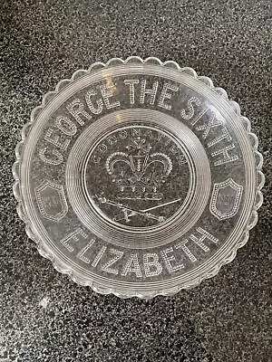 Buy Vintage 1937 GEORGE THE SIXTH Coronation Glass PLATE - 24cm D  • 5£
