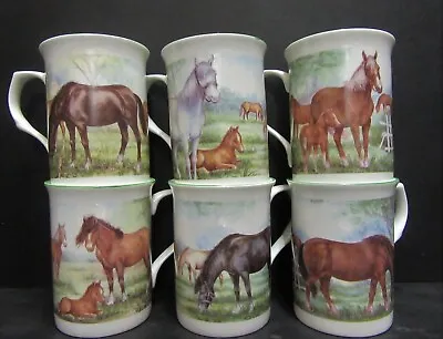 Buy Set Of 3/6 Mugs Horse & Foal Mugs Fine Bone China  Mugs Castle Shape 10oz • 26.99£