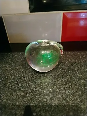 Buy Langham Glass Paperweight Apple, Clear & Green Crystal, Art Glass • 5£