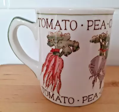 Buy Laura Ashley Hand Painted Vegetable Mug. Tomato Pea Carrot Leek Beetroot 1993 • 12.99£