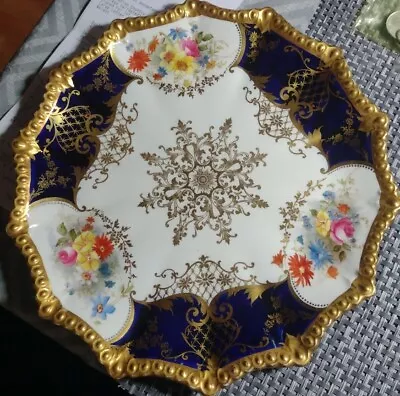 Buy Aynsley 3730 Blue Whit And Floral Plate Antique?? • 14£