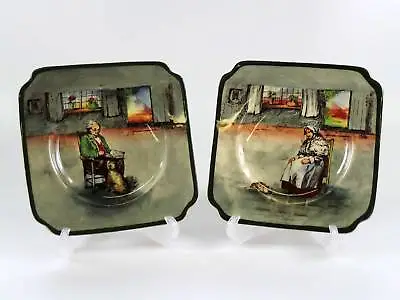 Buy Royal Doulton Series Ware Pair Of Cake Plates Fireside Pattern Very Rare Signed • 49.99£