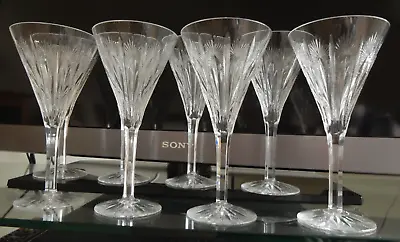 Buy Vintage Stuart Crystal Large PAIR Wine Glasses Cut Palm Leaf 30's Exquisite RARE • 165£