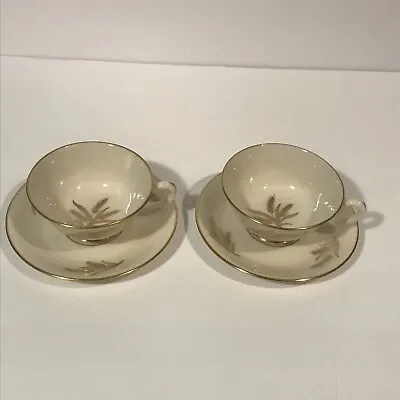 Buy Set Of 2 Lenox Harvest Wheat R441 Flat Coffee Tea Cups And Saucers A • 18.25£