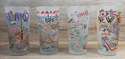 Buy Catstudio World Themed Frosted Glasses England, France, Italy, New York X4 • 32.45£