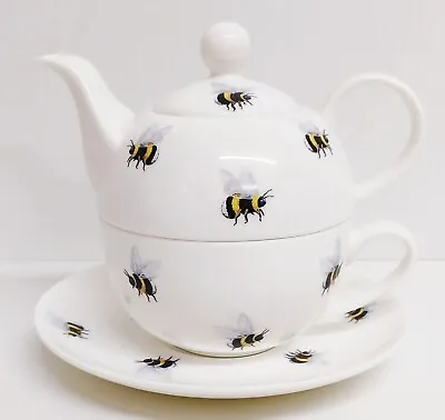 Buy Bees Tea For One Fine Bone China Bumble Bee Teapot Cup And Saucer Set Decor UK • 29.90£