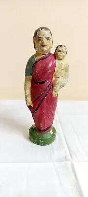 Buy Antique Vintage Indian Lady & Baby Old Pottery Terracotta Mud Figure Idol Statue • 58.24£