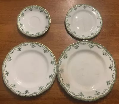 Buy WH Grindley Derwent  Green Gold Scalloped Edge  Plate Set Of 4 Different Plates • 19.21£