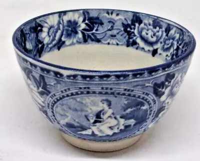 Buy ANTIQUE BLUE  & WHITE TRANSFER PRINTED PEARLWARE TEABOWL - 19th. Century . • 15£