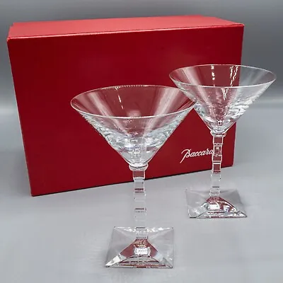 Buy DAMAGE Baccarat France Crystal Cube Martini Glass Thomas Bastide Signed Pair • 359.64£