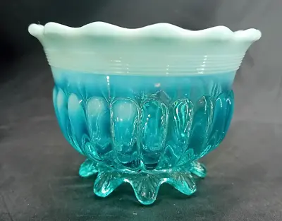 Buy Antique Victorian Davidson Blue Pearline Glass Lady Caroline Sugar Bowl C.1900 • 15.99£