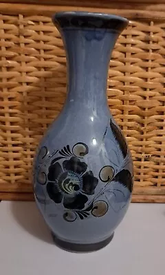 Buy Vintage Tonala Pottery Vase Azul Blue Hand Painted Flower Art Mexican • 21.97£