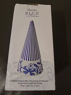 Buy Scarce 21cm X 9cm  Spode Italian Blue & White Chistmas Tree Topiary • 24.99£