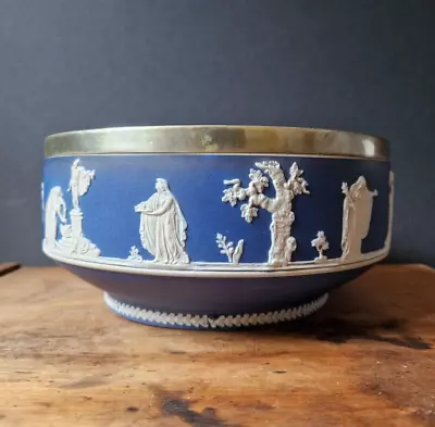 Buy Vintage Antique ADAMS TUNTALL Jasperware Blue Large Bowl Neoclassical Design  • 35£