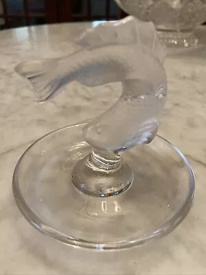 Buy LALIQUE France - Goujon Round Pin Tray Figurine - Frosted Crystal Signed - Great • 46.99£