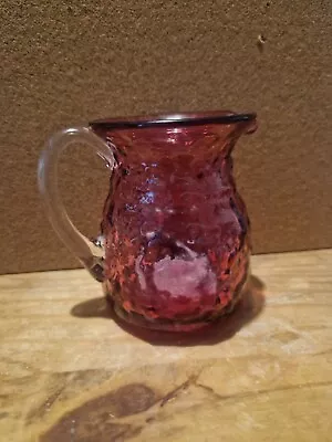 Buy Vintage Hand Blown Pilgrim Cranberry Glass Mini Pitcher 4 Inch • 9.79£