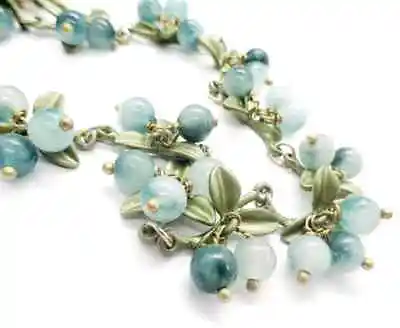Buy Beautiful Art Deco Style Real Crystal Aqua Bead Berries Necklace • 22£