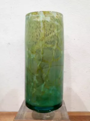 Buy Early Mcm Vintage Mdina Studio Green  Glass Large Cylinder  Vase • 25£